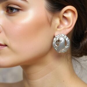 Vintage Georg Jensen Sterling Silver Screw On Earrings Bird Dove Design Jewelry